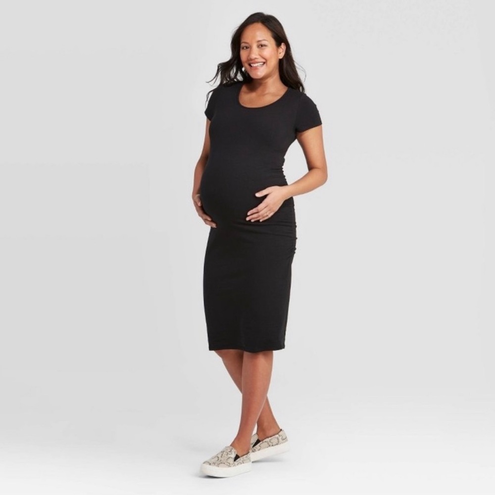 Isabel Maternity by Ingrid & Isabel Short Sleeve T-Shirt Pregnancy Dress BLACK S